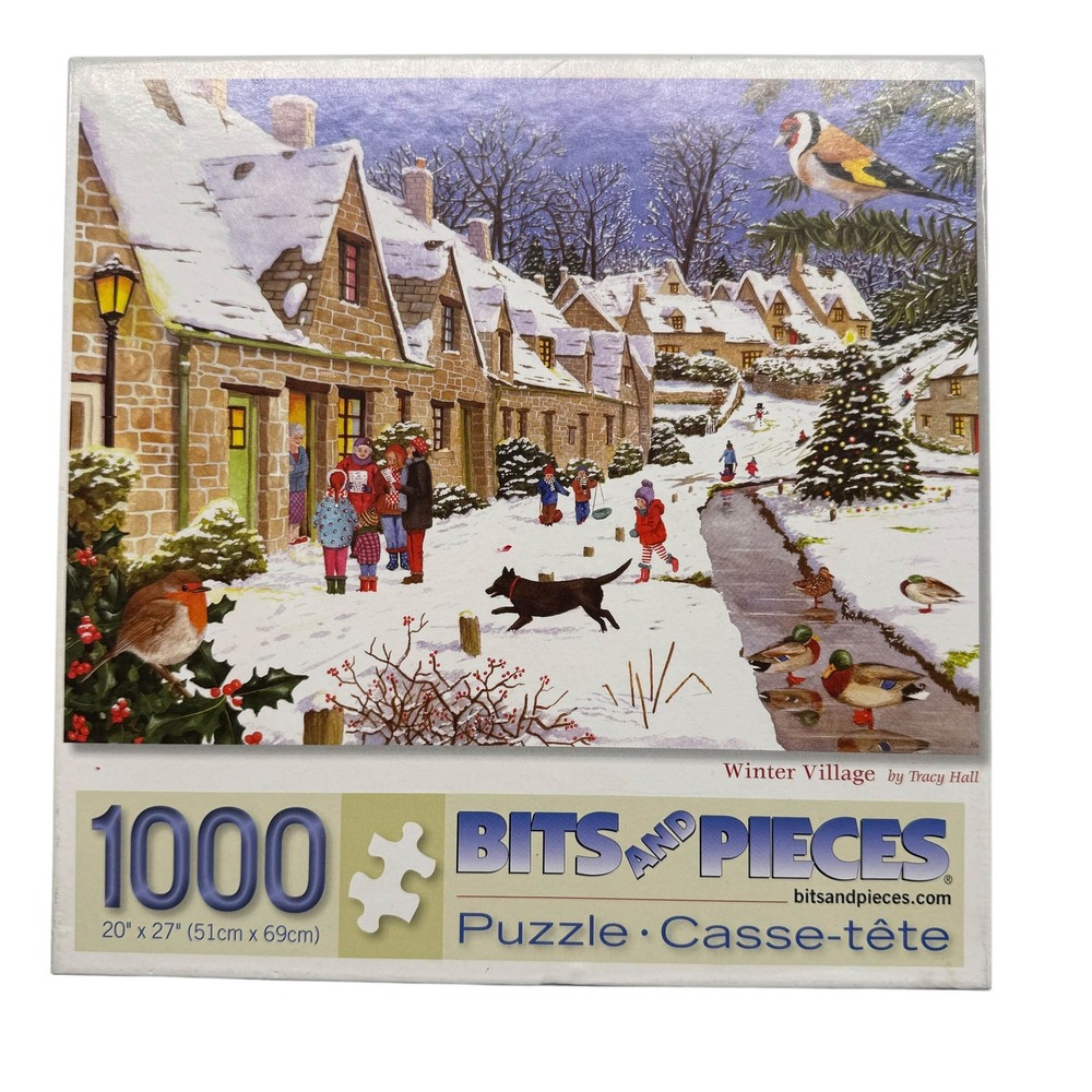 Bits and Pieces Winter‎ Village 1000 Pcs Puzzle Tracy Hall Snow Scene UNCOUNTED